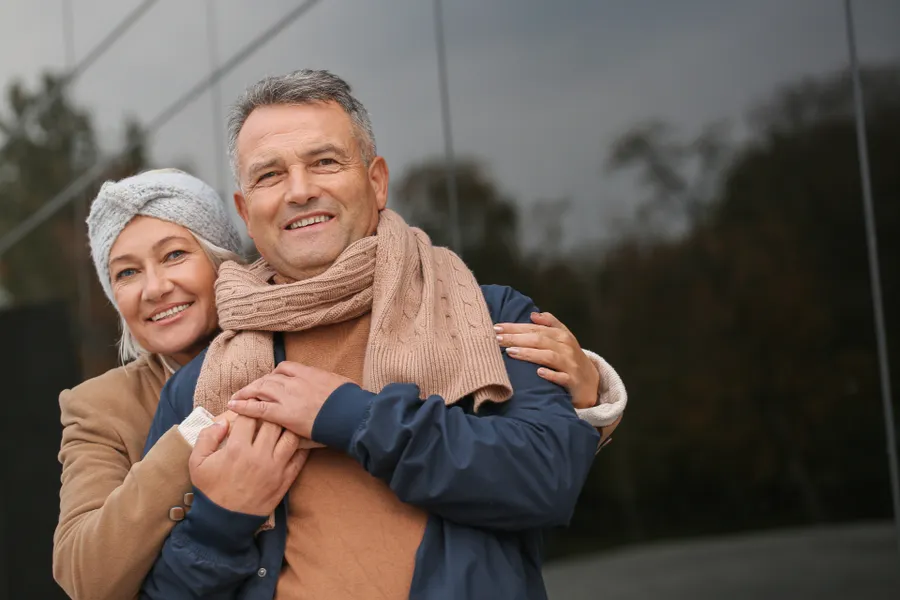Smiling older couple spending time together